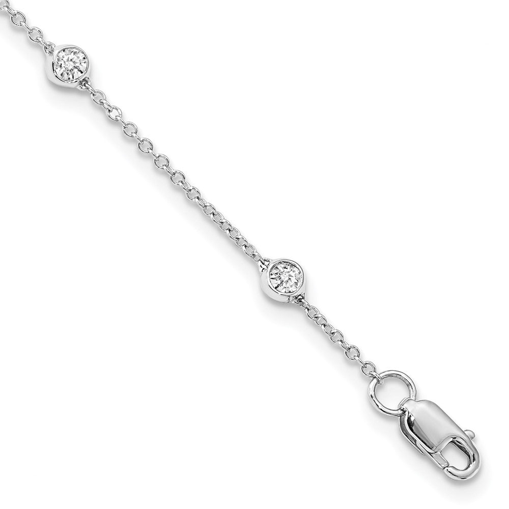 True Origin 14K White Gold 1/2 carat Lab Grown Diamond VS+ F+ Complete 8 Station 8 in Bracelet, 0.52 ct, 8 x 1.2 mm