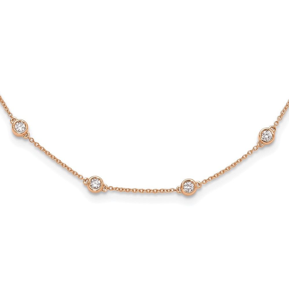 True Origin 14K Rose Gold 1 carat Lab Grown Diamond VS+ F+ Complete 16 Station 16 in Necklace, 1.04 ct, 16 x 1.2 mm