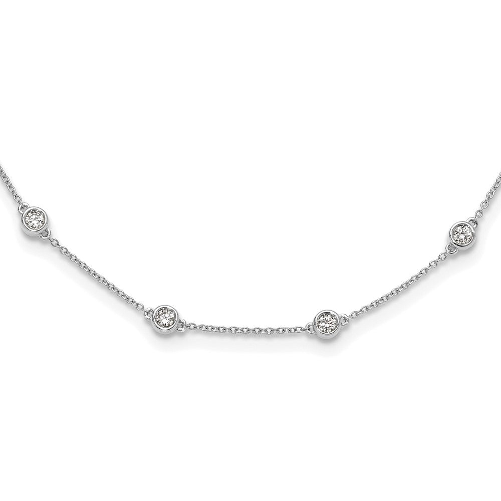 True Origin 14K White Gold 1 carat Lab Grown Diamond VS+ F+ Complete 16 Station 16 in Necklace, 1.04 ct, 16 x 1.2 mm
