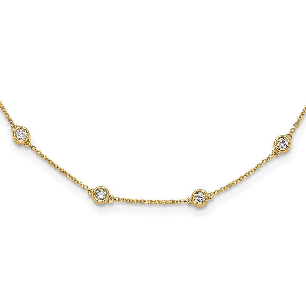 True Origin 14K Yellow Gold 1 carat Lab Grown Diamond VS+ F+ Complete 16 Station 16 in Necklace, 1.04 ct, 16 x 1.2 mm