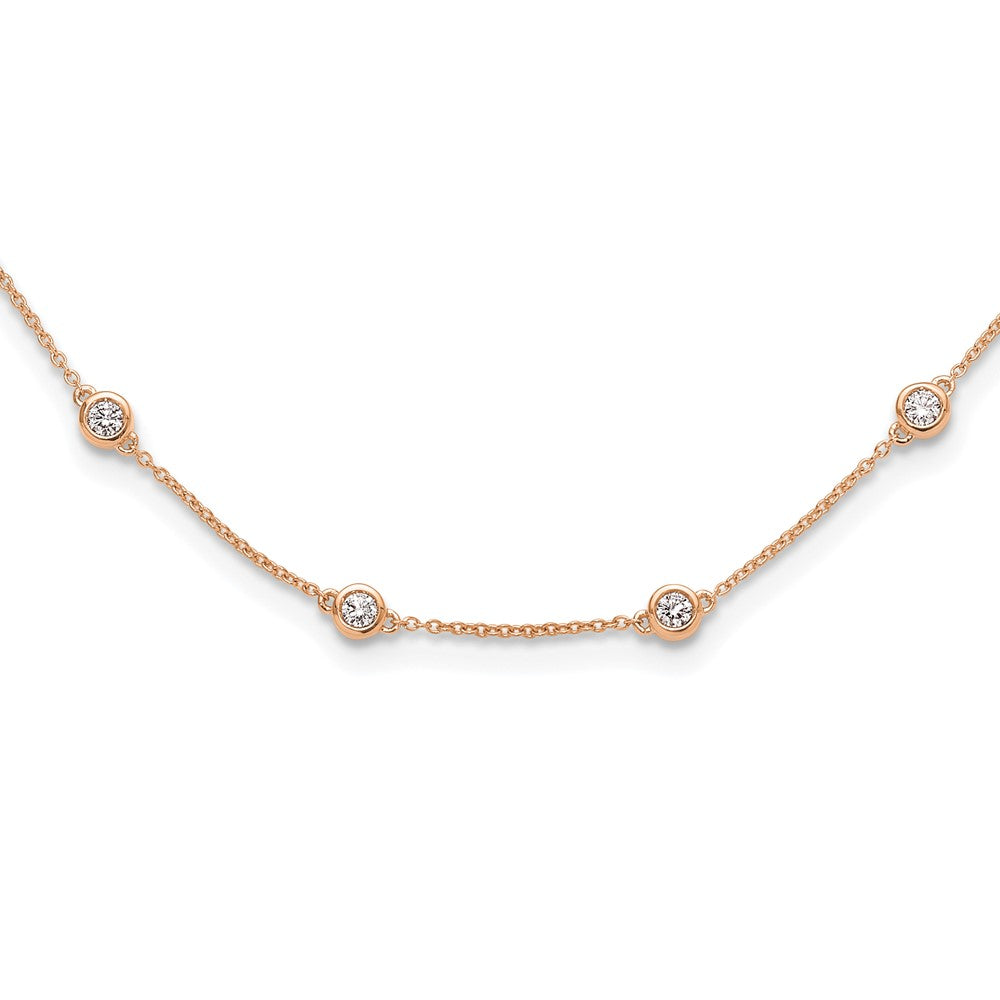 True Origin 14K Rose Gold 1 1/6 carat Lab Grown Diamond VS+ F+ Complete 18 Station 18 in Necklace, 1.17 ct, 18 x 1.2 mm