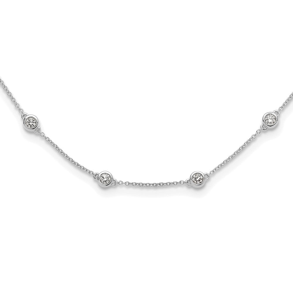 True Origin 14K White Gold 1 1/6 carat Lab Grown Diamond VS+ F+ Complete 18 Station 18 in Necklace, 1.17 ct, 18 x 1.2 mm