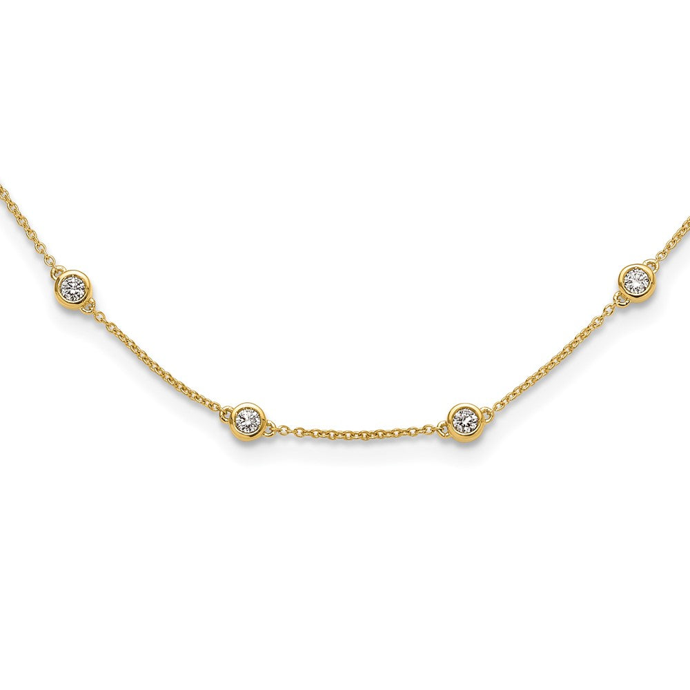 True Origin 14K Yellow Gold 1 1/6 carat Lab Grown Diamond VS+ F+ Complete 18 Station 18 in Necklace, 1.17 ct, 18 x 1.2 mm
