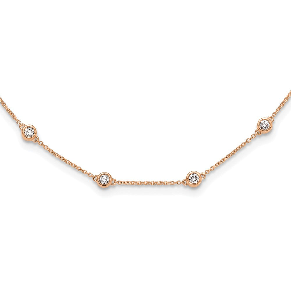True Origin 14K Rose Gold 1 1/3 carat Lab Grown Diamond VS+ F+ Complete 20 Station 20 in Necklace, 1.3 ct, 20 x 1.2 mm