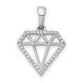 14k White Gold Diamond Gemstone-shape Pendant, 0.108 ct, 17.59 x 12.5 mm