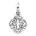 14k White Gold 1/10 carat Diamond Fancy Cross Pendant, 0.1 ct