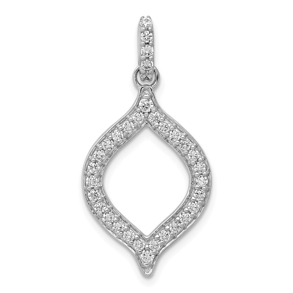 14k White Gold 1/2 carat Lab Grown Diamond VS/SI+ G+ Complete Fashion Open Pendant, 0.505 ct, 32 x 15 mm