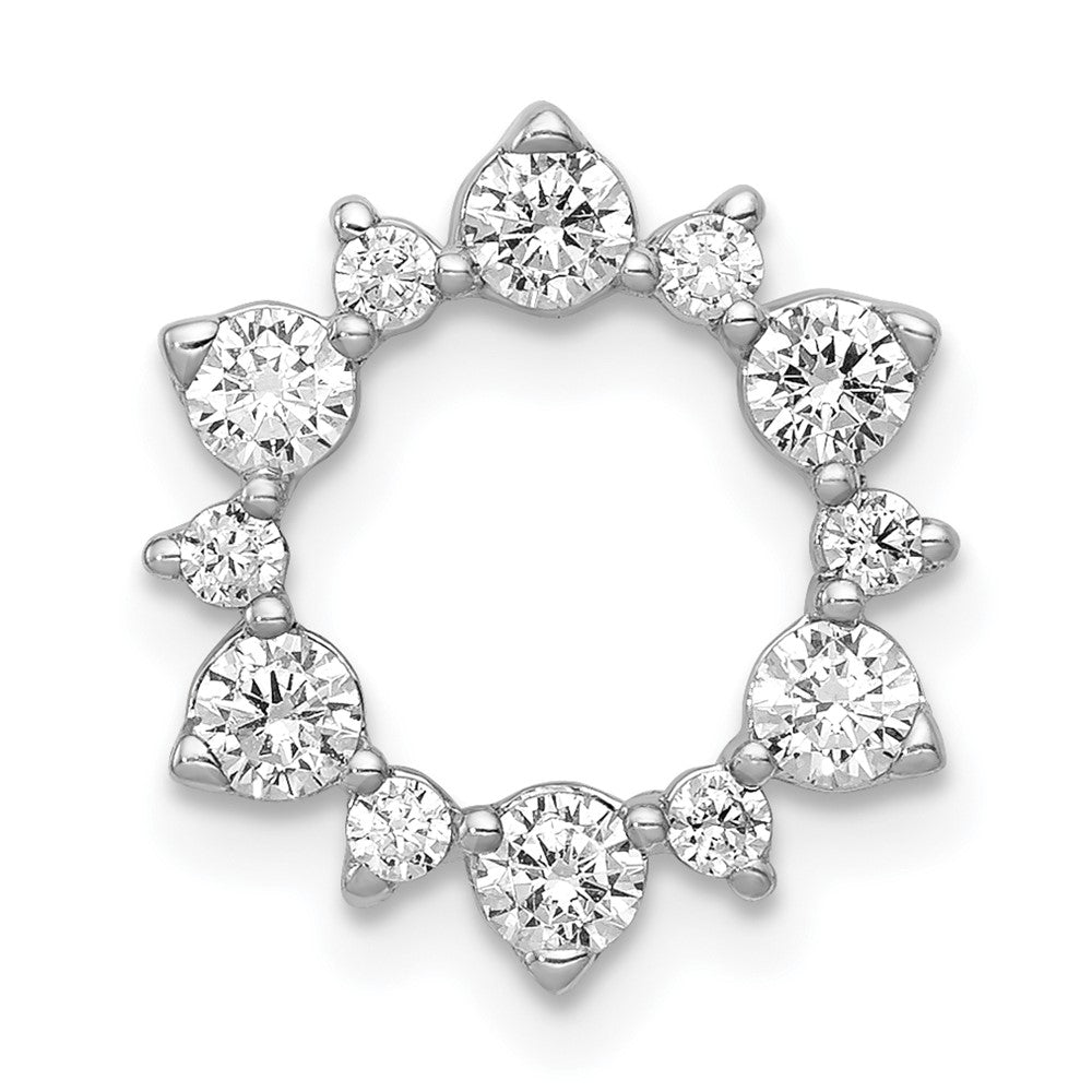 14k White Gold 5/8 carat Diamond Fancy Circle Chain Slide, 0.6 ct, 13.8 x 12.6 mm