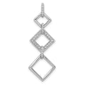 14k White Gold 1/6 carat Diamond Fancy Three Square Dangle Pendant, 0.15 ct