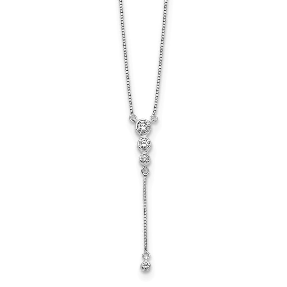 14k White Gold 1/4 carat Lab Grown Diamond VS/SI+ G+ 17.5 inch Dangle Necklace, 0.25 ct, 18 x 5.85 mm
