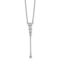 14k White Gold 1/4 carat Diamond Graduated 3-stone with Dangle 18 inch Y-Necklace, 0.25 ct, 18 x 4 mm