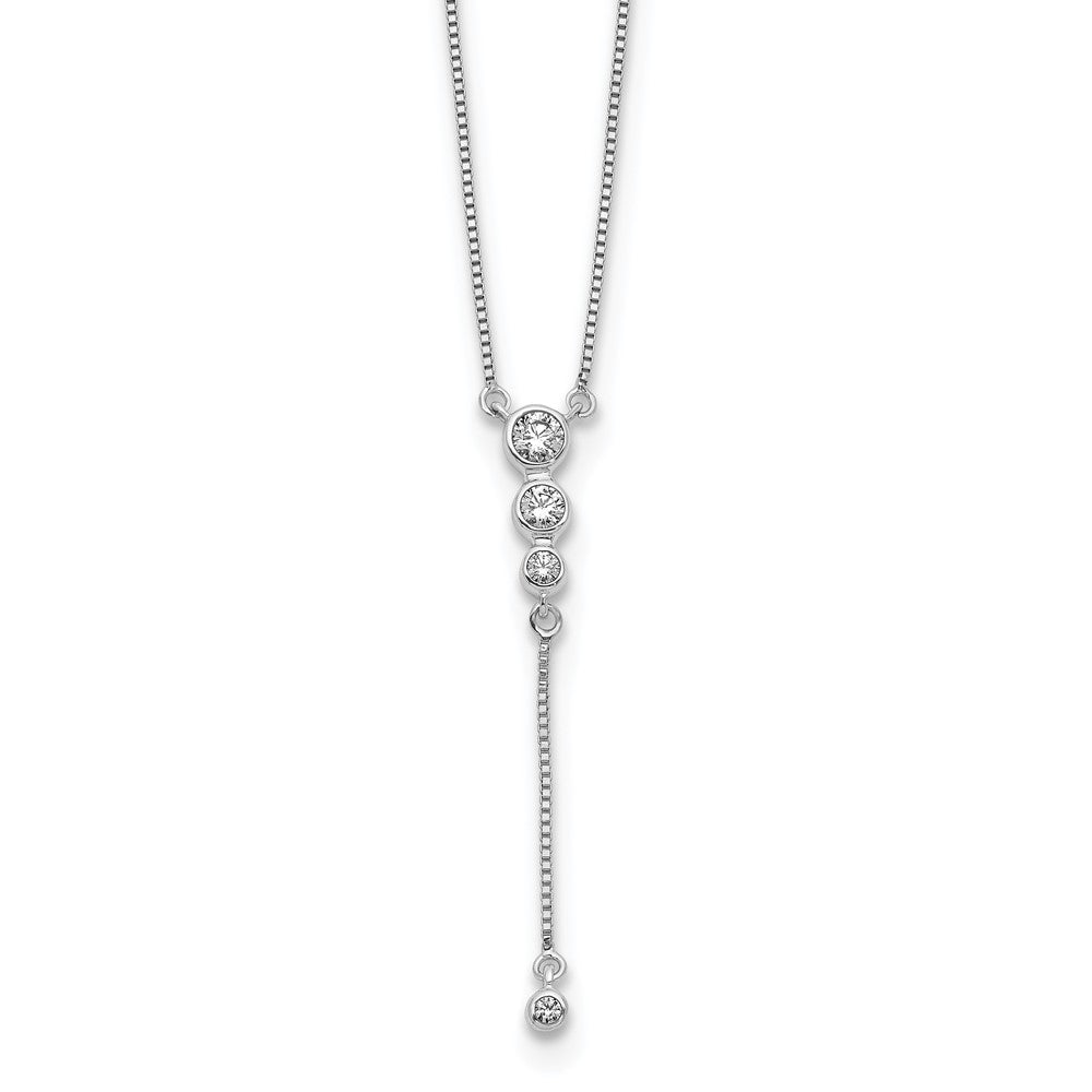 14k White Gold 1/4 carat Diamond Graduated 3-stone with Dangle 18 inch Y-Necklace, 0.25 ct, 18 x 4 mm