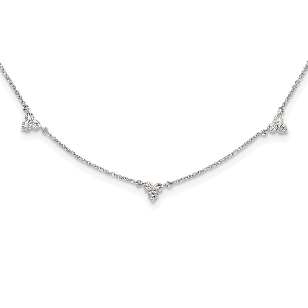 14k White Gold 1 carat Lab Grown Diamond VS/SI+ G+ Seven Station 18 inch Necklace, 1.05 ct, 18 x 5 mm