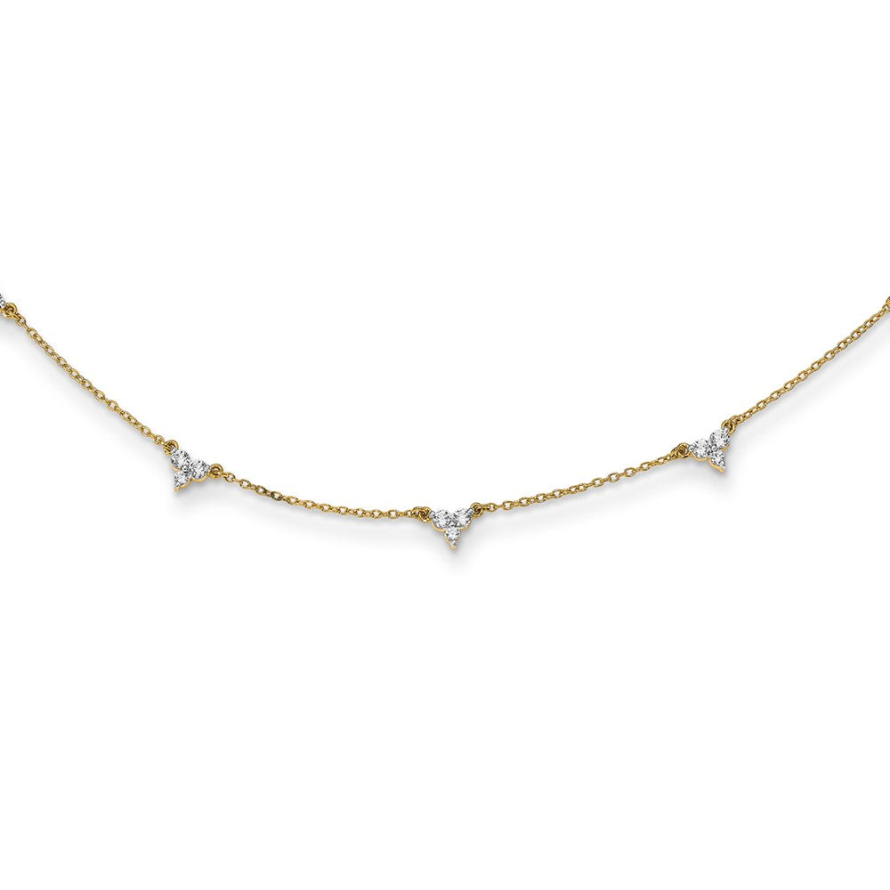 True Origin 14K Yellow Gold 1 carat Lab Grown Diamond VS+ F+ Complete 7 Station 18 in Necklace, 1.05 ct, 18 x 5 mm