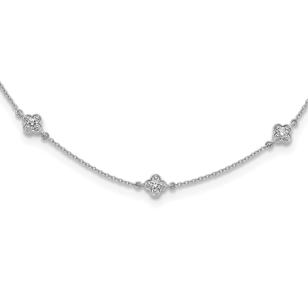 14k White Gold 1/2 carat Lab Grown Diamond VS/SI+ G+ Nine Station 18 inch Necklace, 0.5 ct, 18 x 5 mm