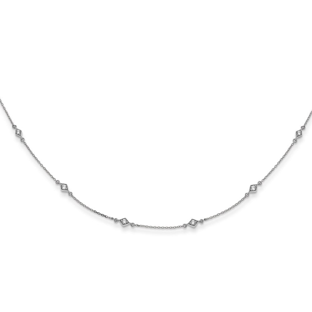 14k White Gold 1/2 carat Lab Grown Diamond VS/SI+ G+ Nine Station 18 inch Necklace, 0.5 ct, 18 x 6 mm