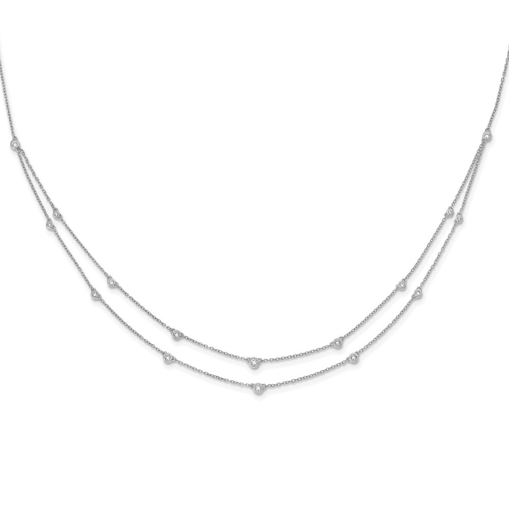 14k White Gold 1/2 carat Lab Grown Diamond VS/SI+ G+ Sixteen Station Double Strand 18 inch Necklace, 0.508 ct, 18 x 3 mm