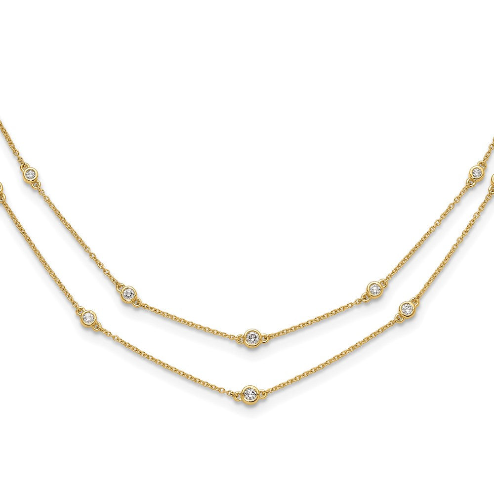 14k 1/2 carat Lab Grown Diamond VS/SI+ G+ Sixteen Station Double Strand 18 inch Necklace, 0.508 ct, 18 x 3 mm