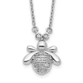 14k White Gold 1/10 carat Diamond Bee 18 inch Necklace, 0.11 ct, 18 x 12 mm