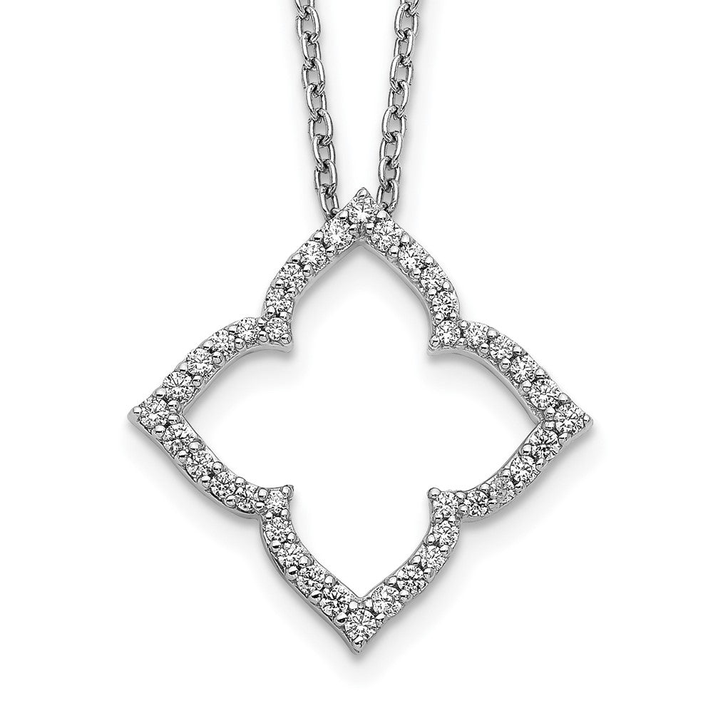 14k White Gold 1/4 carat Diamond Fancy 18 inch Necklace, 0.24 ct, 18 x 18 mm