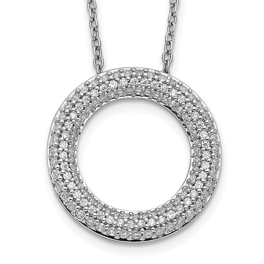 14k White Gold 5/8 carat Diamond Circle 18 inch Necklace, 0.559 ct, 18 x 18 mm