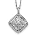 14k White Gold 1/4 carat Diamond Vintage Floral Pendant 18 inch Necklace, 0.248 ct, 18 x 15 mm