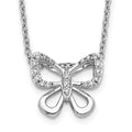 14k White Gold 1/10 carat Diamond Butterfly 18 inch Necklace, 0.124 ct, 18 x 13 mm