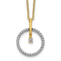 14k Two-tone 1/5 carat Diamond Circle Pendant 18 inch Necklace, 0.185 ct, 18 x 14 mm