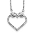 14k White Gold 1/4 carat Diamond Heart with Infinity 18 inch Necklace, 0.24 ct, 18 x 16 mm