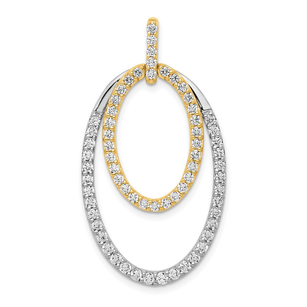 14k Two-tone 1 carat Diamond Double Oval Pendant, 1.023 ct