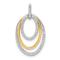 14k Two-tone 1/4 carat Diamond Fancy Triple Oval Pendant, 0.25 ct, 25 x 14 mm