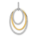 14k Two-tone 1/2 carat Diamond Fancy Triple Oval Pendant, 0.504 ct, 36 x 20 mm