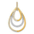 14k Two-tone Polished 1/2 carat Diamond Triple Teardrop Pendant, 0.496 ct