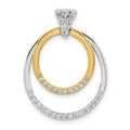 14k Two Tone 1/4 carat Lab Grown Diamond VS/SI+ G+ Complete Double Circle Dangle Pendant, 0.255 ct, 26.2 x 19.45 mm