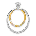 14k Two-tone 1/2 carat Diamond Fancy Double Circle Pendant, 0.516 ct, 33.5 x 24.5 mm