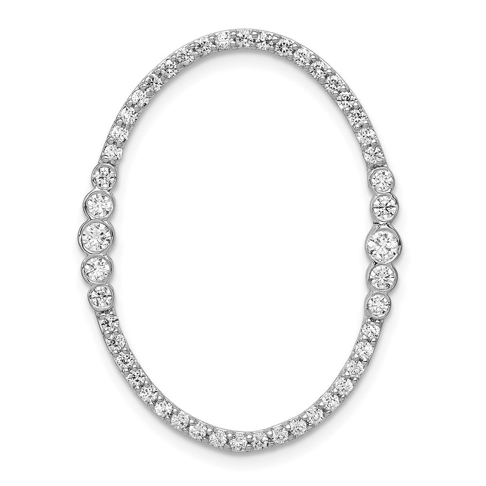 14k White Gold 3/4 carat Diamond Oval Chain Slide, 0.746 ct, 31 x 23.5 mm