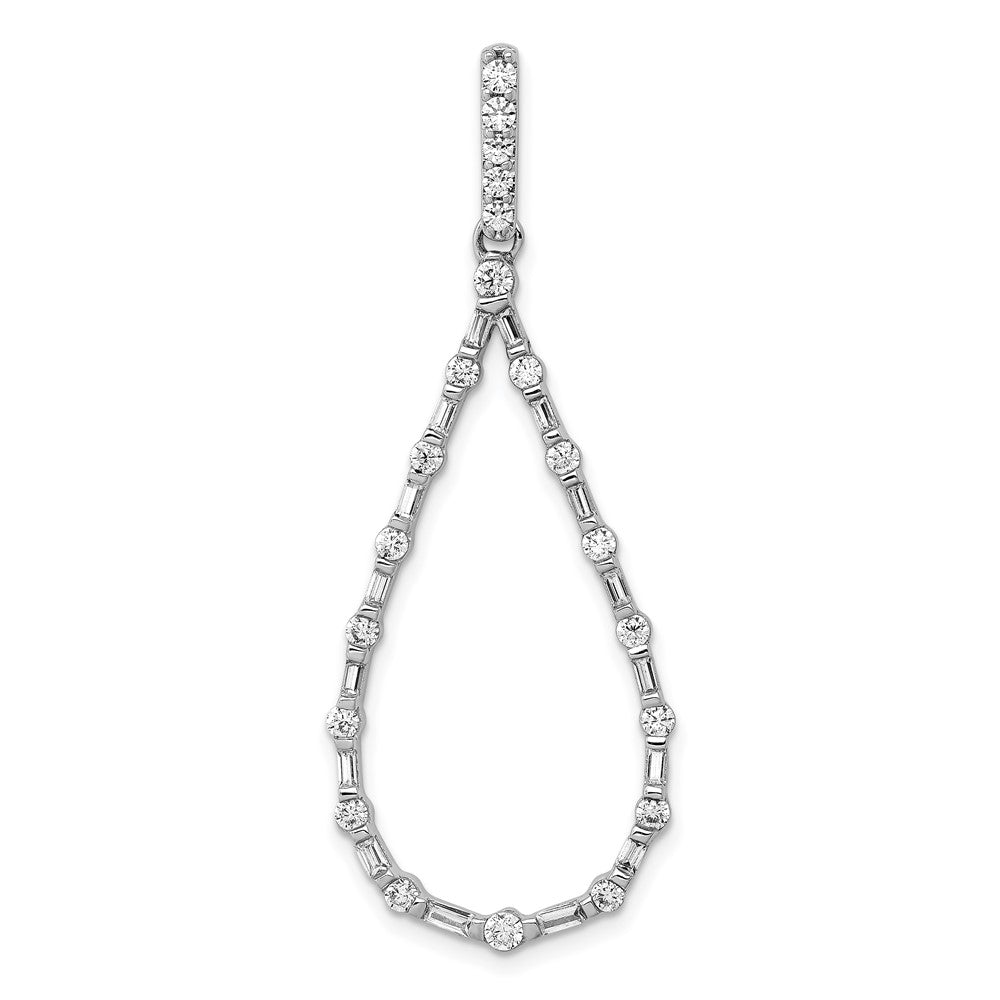 14k White Gold 3/4 carat Diamond Teardrop Pendant, 0.744 ct