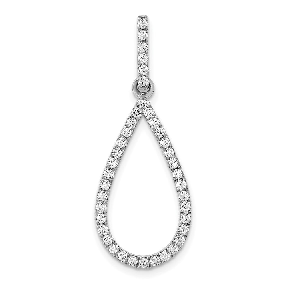 14k White Gold 1/2 carat Lab Grown Diamond VS/SI+ G+ Complete Teardrop Dangle Pendant, 0.48 ct, 34.25 x 12.7 mm