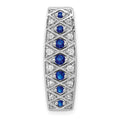 14k White Gold 1/5 carat Diamond and .31 Graduated Sapphire Fancy Chain Slide, 0.8 ct, 24.5 x 7.5 mm