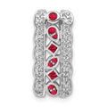 14k White Gold Diamond and .17 Ruby Fancy Vintage Chain Slide, 0.369 ct