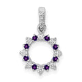 14k White Gold Diamond and .08 Amethyst Fancy Circle Pendant, 0.216 ct, 10.2 x 10.2 mm