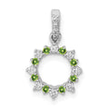 14k White Gold Diamond and .08 Peridot Fancy Circle Pendant, 0.216 ct, 10.2 x 10.2 mm