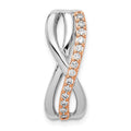 14k Rose and White Gold 1/5 carat Diamond Fancy Twisted Chain Slide, 0.21 ct