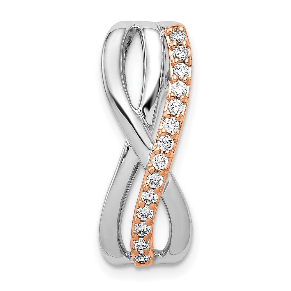 14k Rose and White Gold 1/5 carat Diamond Fancy Twisted Chain Slide, 0.21 ct