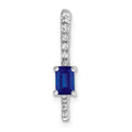 14k White Gold Graduated Diamond and Rectangle Sapphire Fancy Chain Slide, 0.316 ct, 19.5 x 4 mm