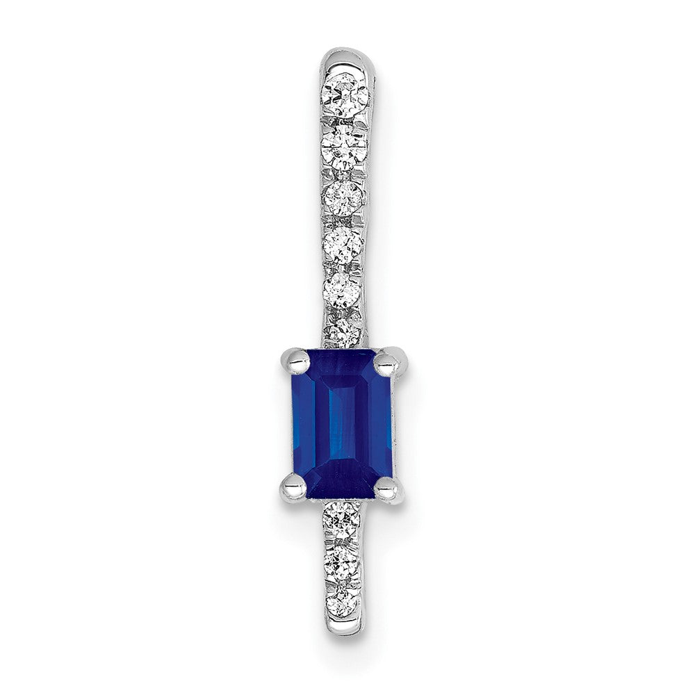 14k White Gold Graduated Diamond and Rectangle Sapphire Fancy Chain Slide, 0.316 ct, 19.5 x 4 mm