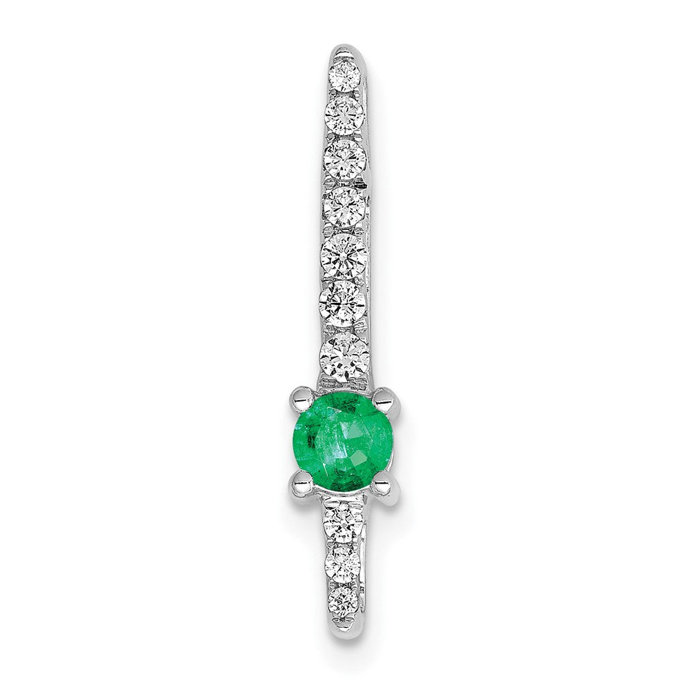 14k White Gold Graduated Diamond and Emerald Fancy Chain Slide, 0.319 ct, 21.65 x 3.75 mm