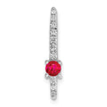 14k White Gold Graduated Diamond and .18 Ruby Fancy Chain Slide, 0.319 ct