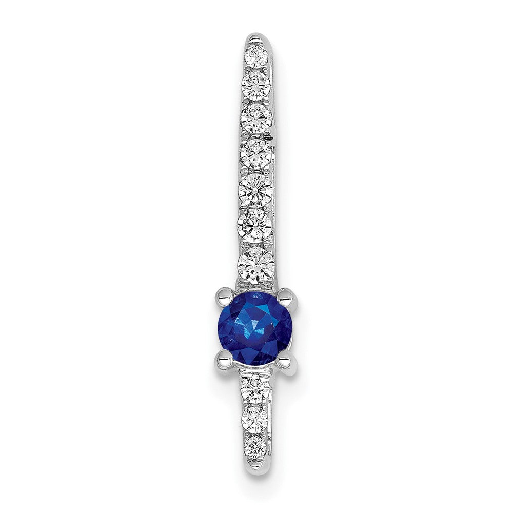 14k White Gold Graduated Diamond and .18 Sapphire Fancy Chain Slide, 0.497 ct