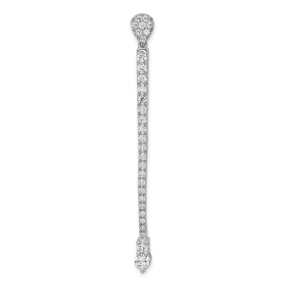 14k White Gold 1 carat Lab Grown Diamond VS/SI+ G+ Fashion Bar Chain Slide Pendant, 0.972 ct, 57 x 3 mm